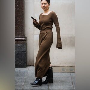 Mame Kurogouchi x Uniqlo Mocha Knit Set